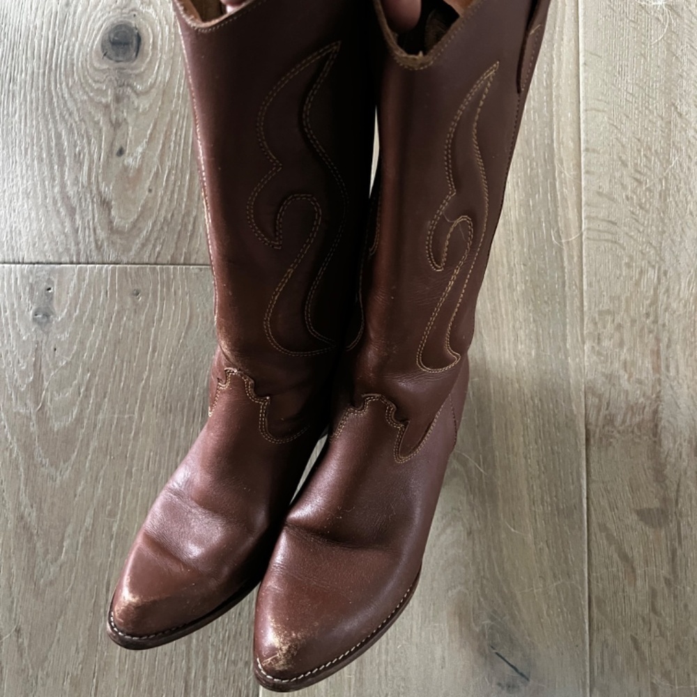 Womens Vintage Cowboy Boots - Carmel - Size 7.5 - Picture 2 of 4